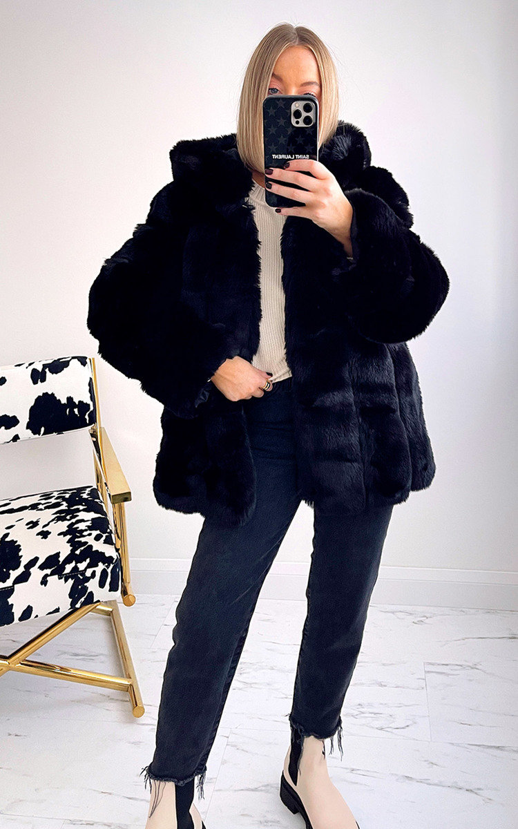 Shelby Faux Fur Hooded Coat Thumbnail