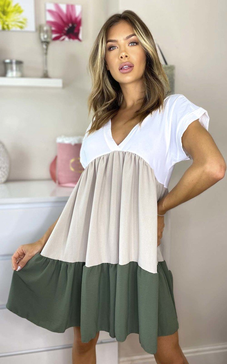 Sia Colour Block Layered Shift Dress Thumbnail Sia Colour Block Layered Shift Dress Thumbnail