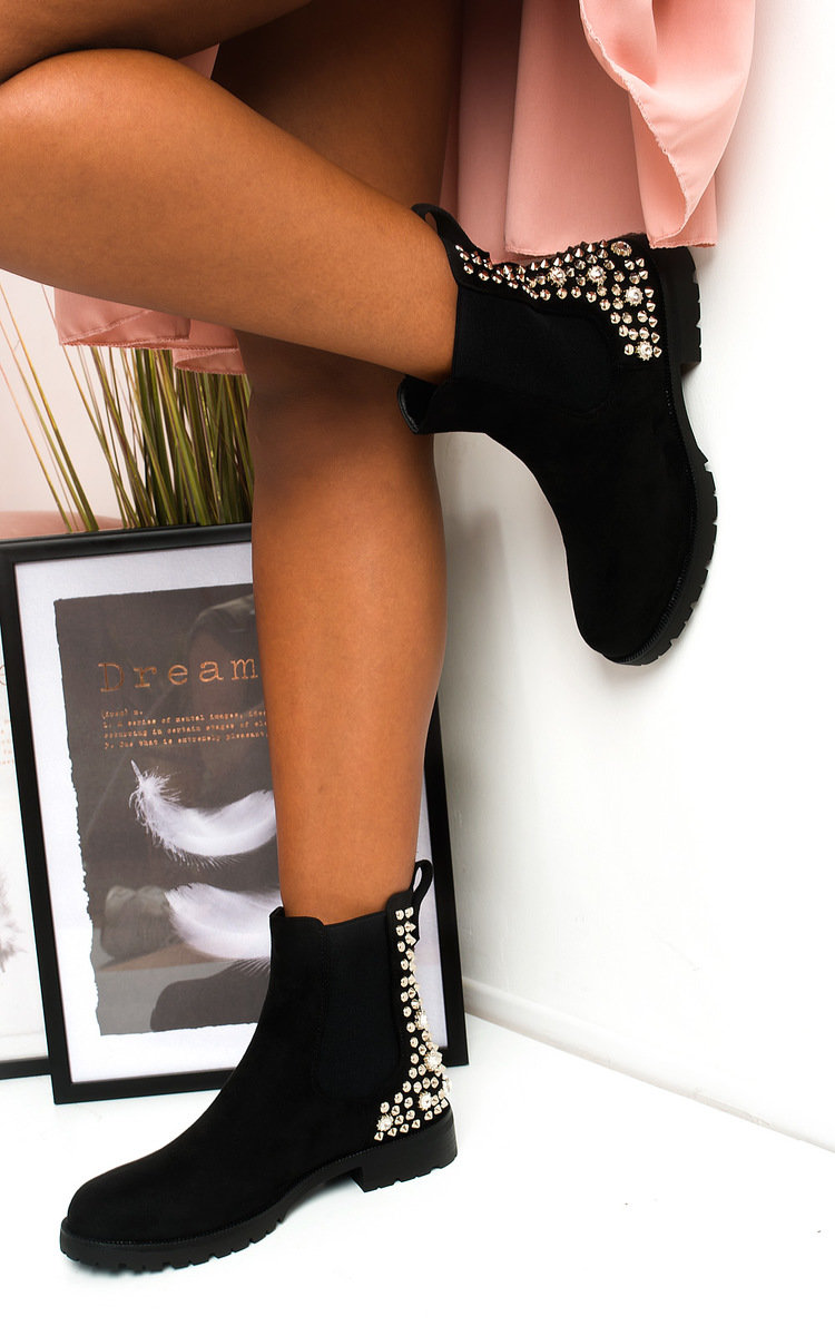 Simone Embellished Ankle Boots in Black Simone Embellished Ankle Boots in Black