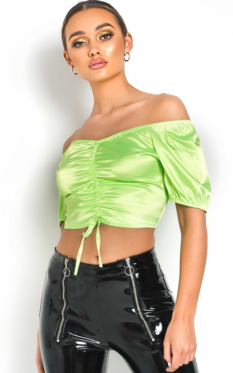 Sofiana Ruched Satin Crop Top Thumbnail