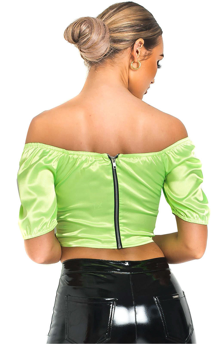 Sofiana Ruched Satin Crop Top Thumbnail