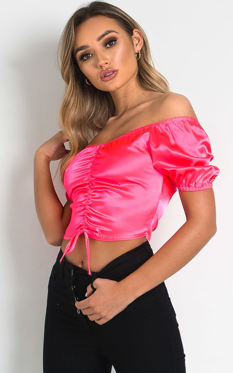 Sofiana Ruched Satin Crop Top Sofiana Ruched Satin Crop Top