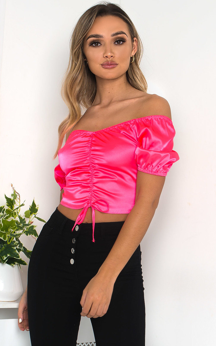 Sofiana Ruched Satin Crop Top Thumbnail