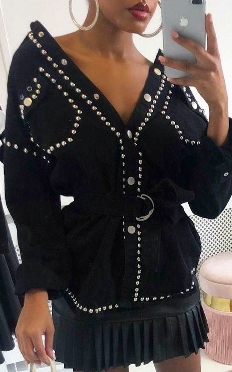 black embellished denim jacket