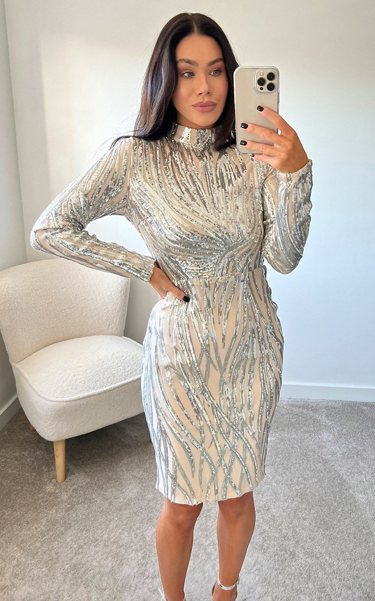 Sophia High Neck Sequin Dress