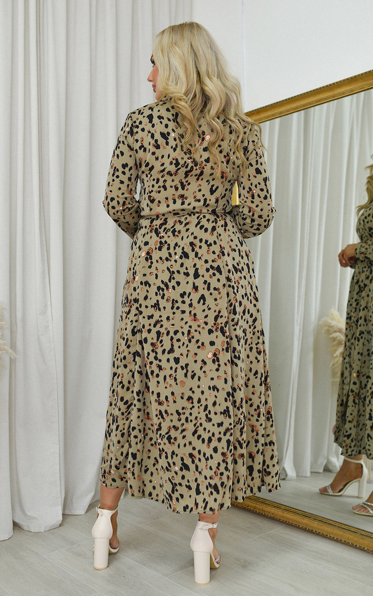 Sophia Printed Midi Dress with Tie Front Thumbnail Sophia Printed Midi Dress with Tie Front Thumbnail