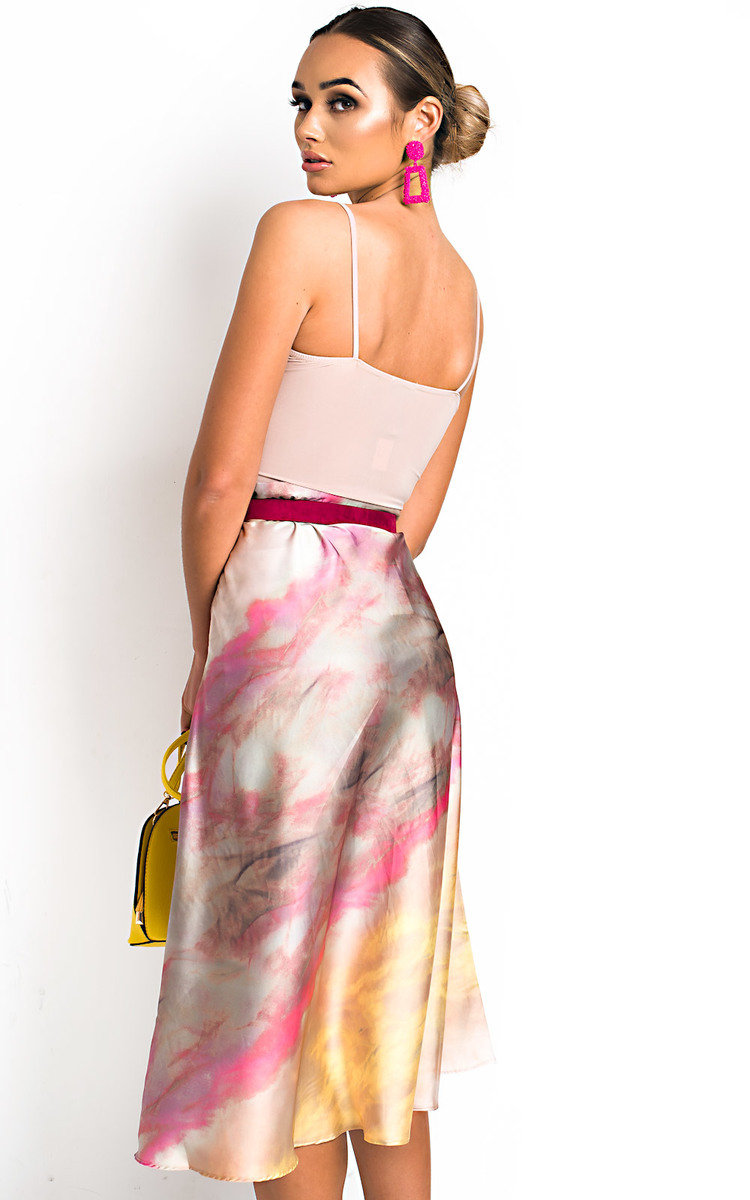 Sorrel Satin Tie Dye Midi Skirt Thumbnail