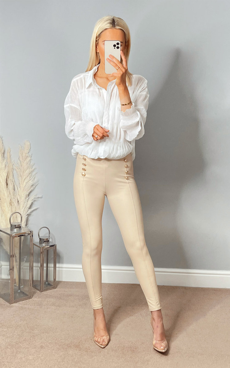 Sorsha Double Button Faux Leather Trousers