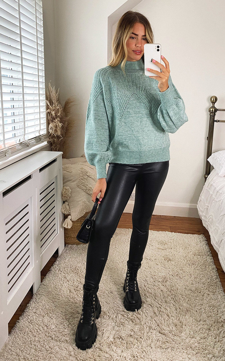 Stassy High Neck Oversized Sleeve Knitted Jumper Stassy High Neck Oversized Sleeve Knitted Jumper