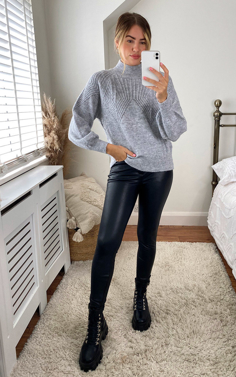 Stassy High Neck Oversized Sleeve Knitted Jumper Thumbnail Stassy High Neck Oversized Sleeve Knitted Jumper Thumbnail