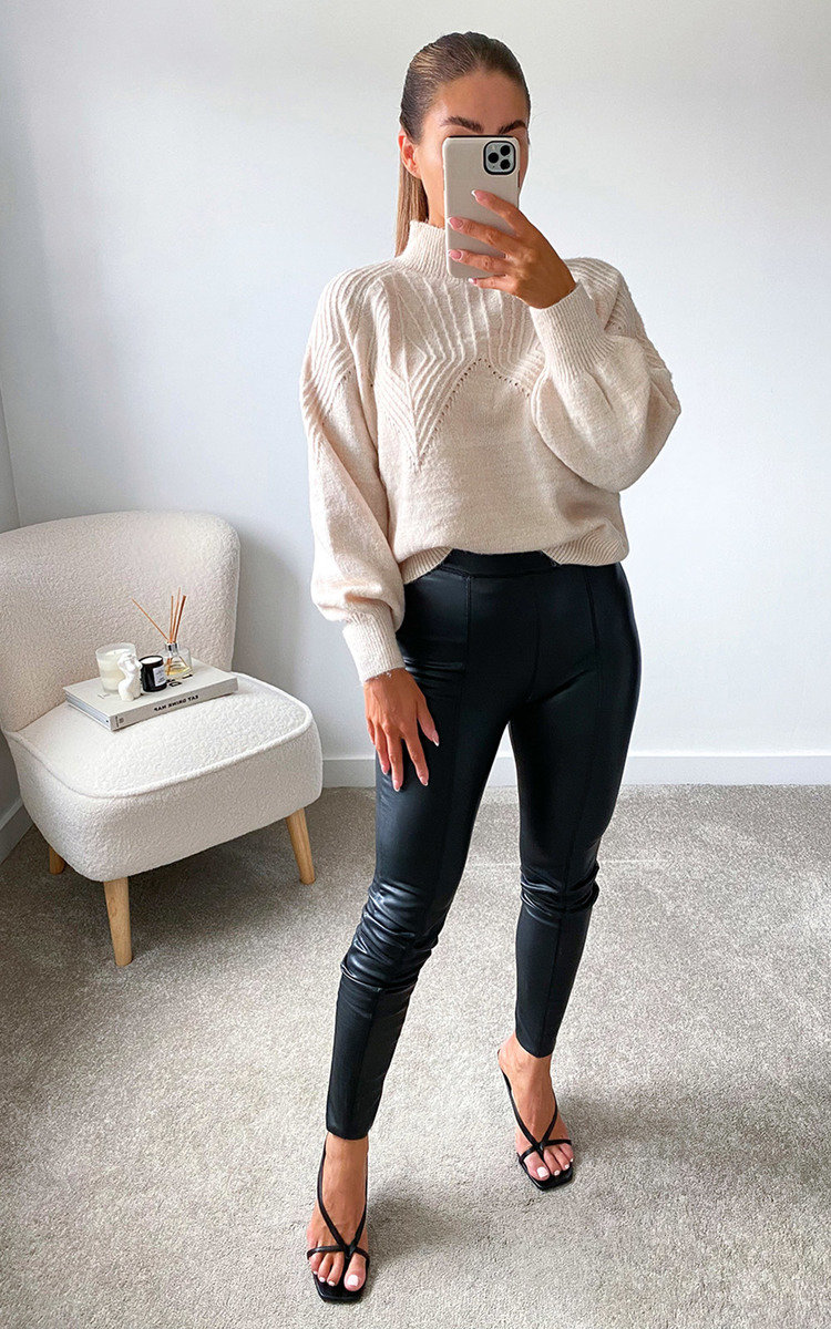 Stassy High Neck Oversized Sleeve Knitted Jumper Thumbnail Stassy High Neck Oversized Sleeve Knitted Jumper Thumbnail
