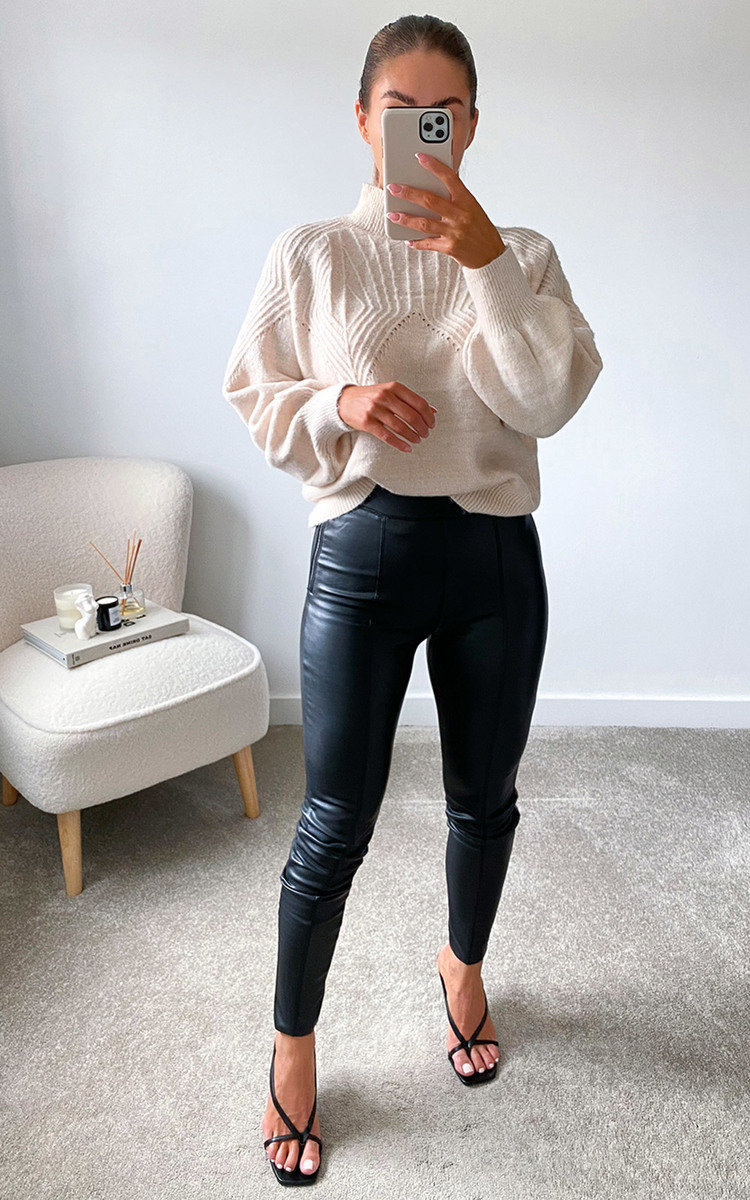 Stassy High Neck Oversized Sleeve Knitted Jumper Thumbnail Stassy High Neck Oversized Sleeve Knitted Jumper Thumbnail