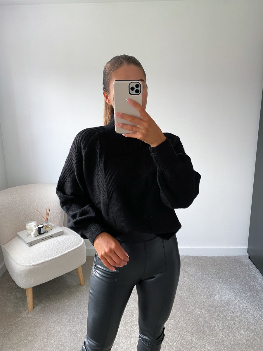 Stassy High Neck Oversized Sleeve Knitted Jumper Thumbnail