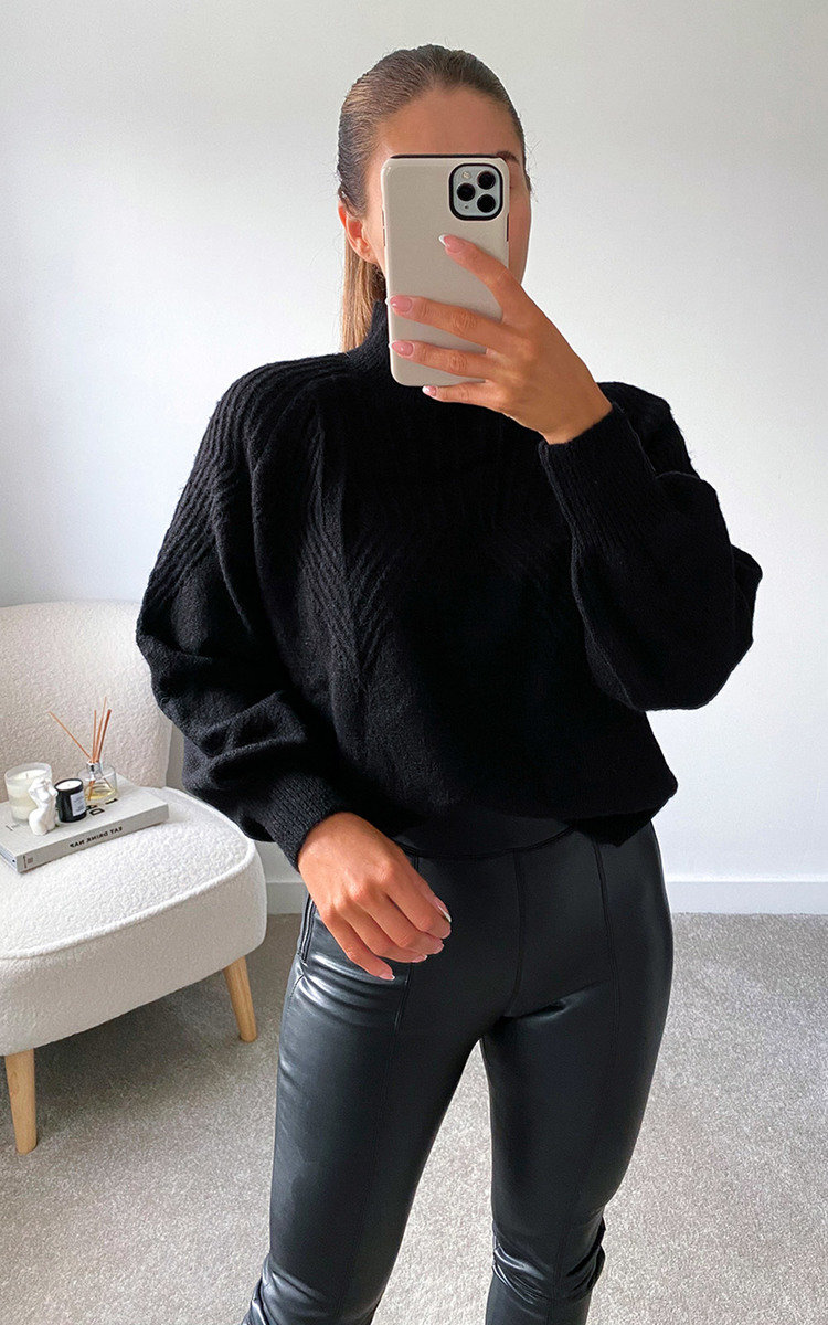 Stassy High Neck Oversized Sleeve Knitted Jumper Stassy High Neck Oversized Sleeve Knitted Jumper
