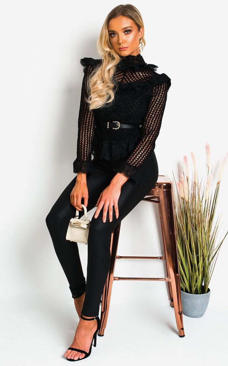 Steff High Neck Ruffled Mesh Top Thumbnail Steff High Neck Ruffled Mesh Top Thumbnail