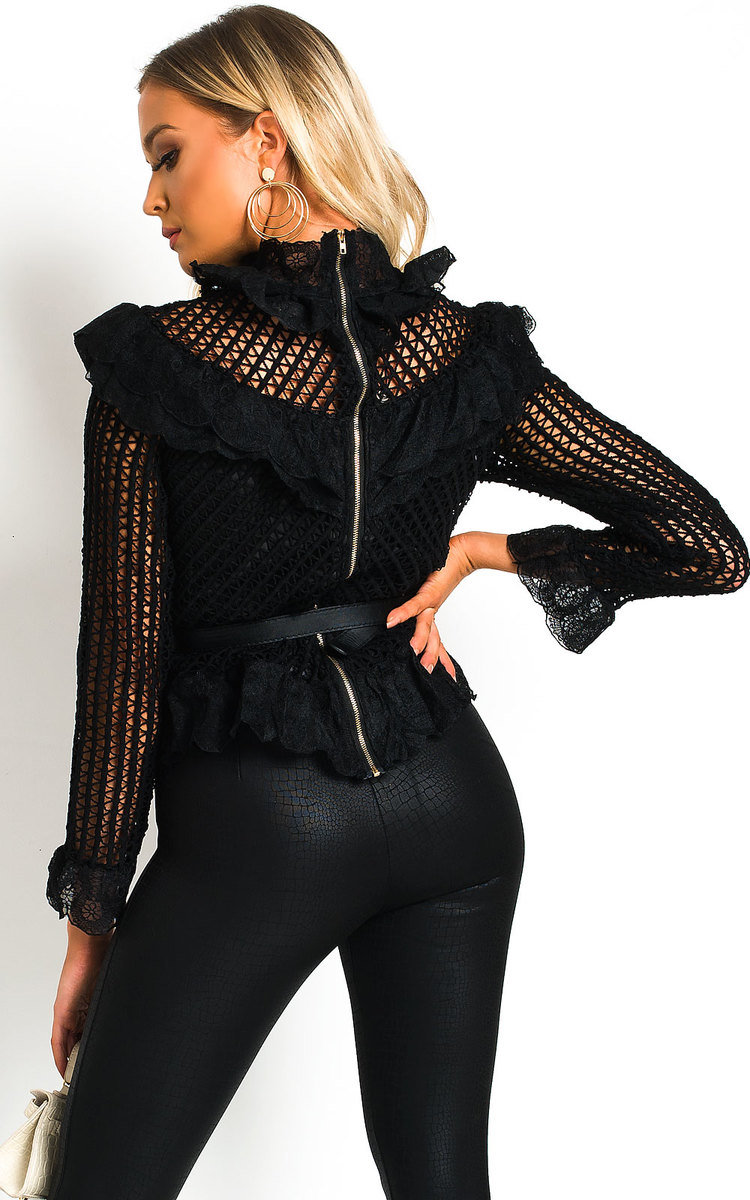 Steff High Neck Ruffled Mesh Top Thumbnail Steff High Neck Ruffled Mesh Top Thumbnail