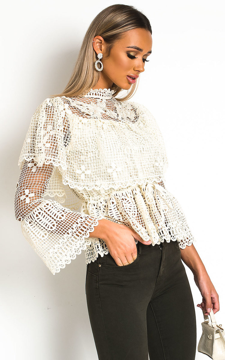 Steff High Neck Ruffled Mesh Top Thumbnail