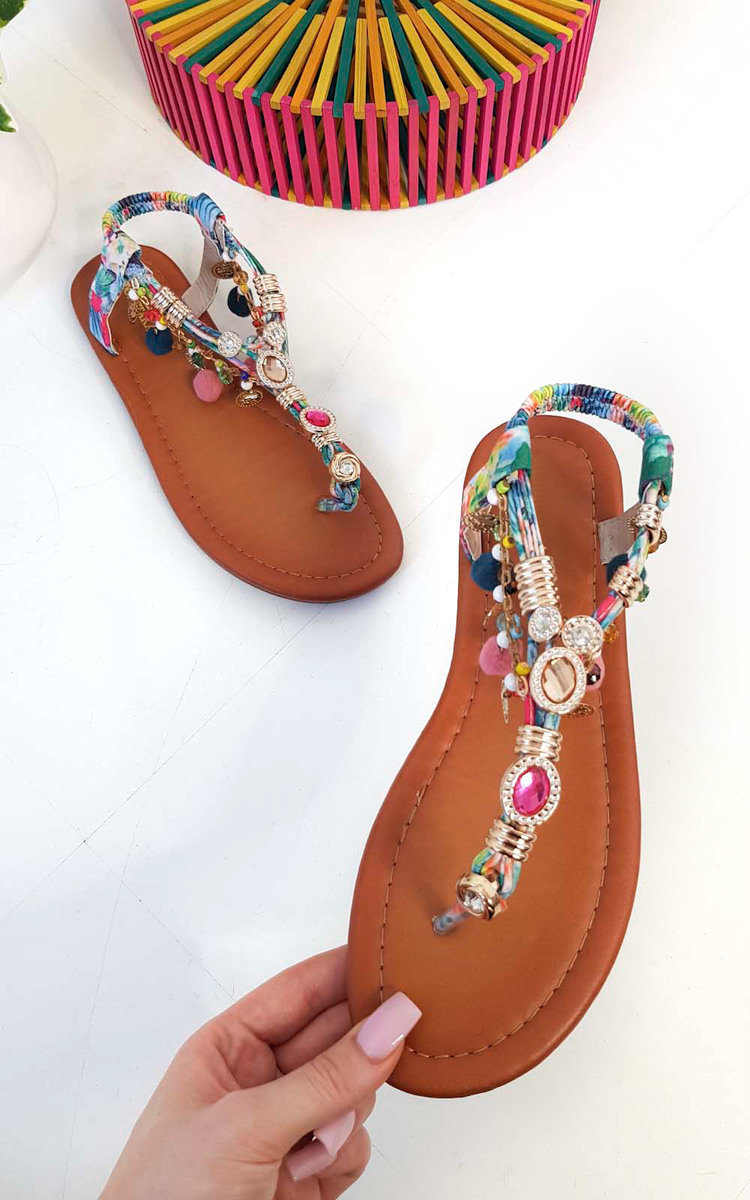 Steffi Chain Jewelled T-Bar Sandals