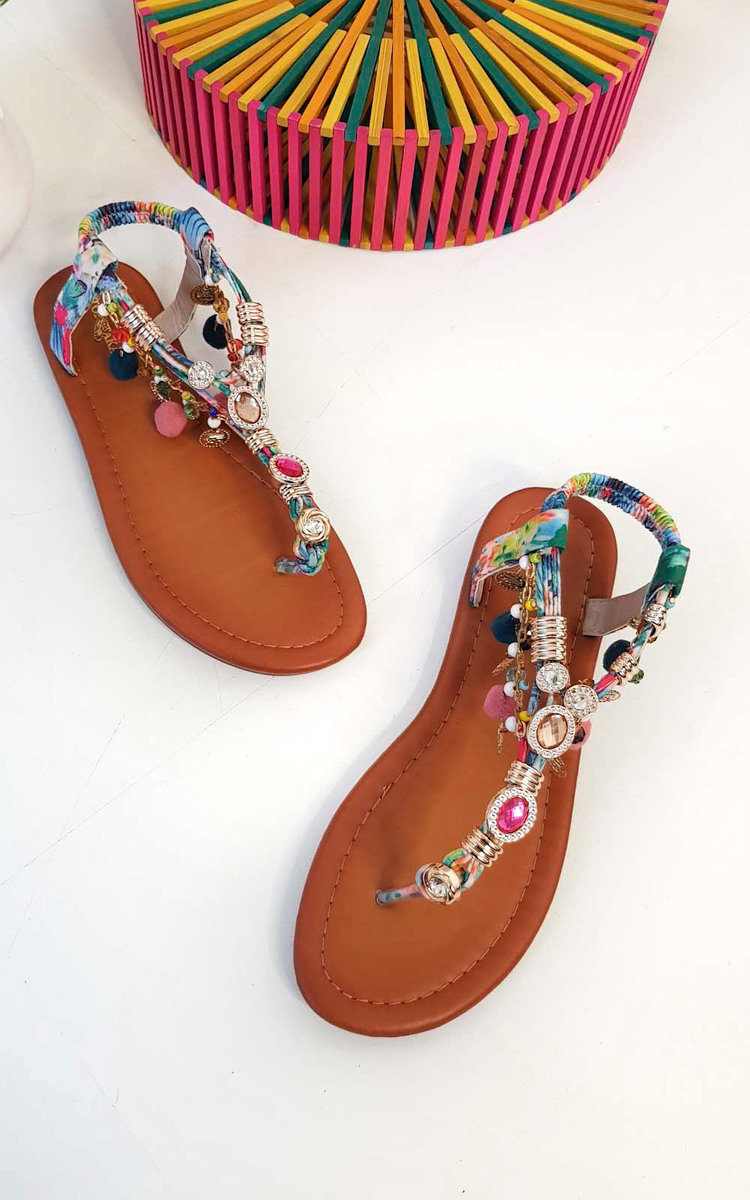 Steffi Chain Jewelled T-Bar Sandals Thumbnail