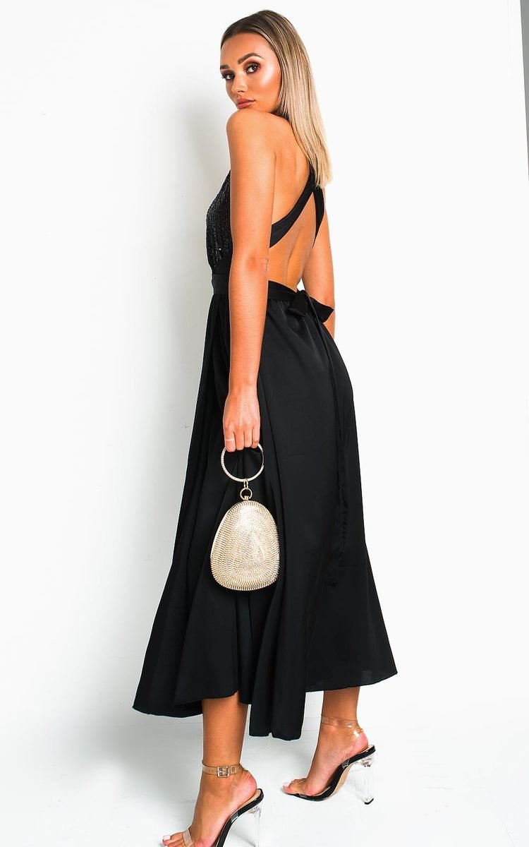 Stephanie Backless Sequin Midi Dress Thumbnail Stephanie Backless Sequin Midi Dress Thumbnail