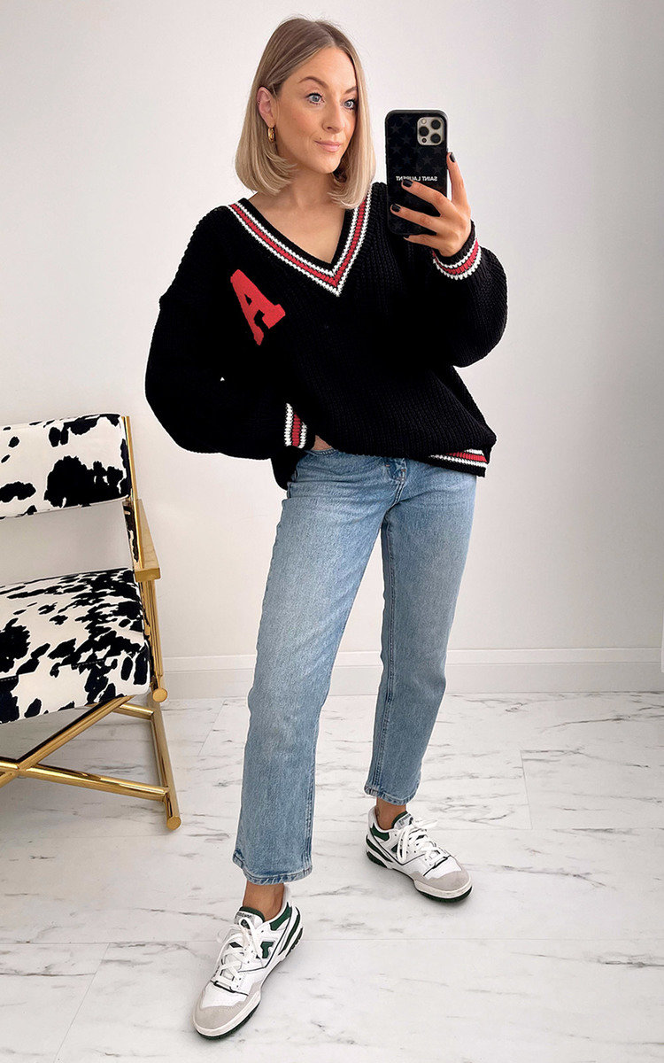 Summer V Neck Jumper with Letter Detail Thumbnail Summer V Neck Jumper with Letter Detail Thumbnail