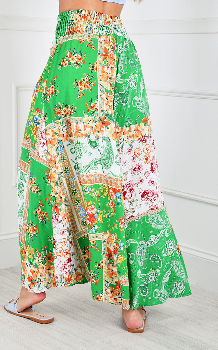 Sylwia Elastic High Waisted Wide Leg Printed Trousers Thumbnail Sylwia Elastic High Waisted Wide Leg Printed Trousers Thumbnail