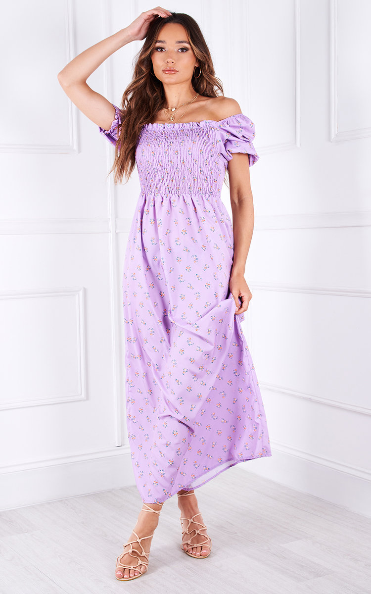 Tabby Off Shoulder Floral Print Maxi Dress Thumbnail Tabby Off Shoulder Floral Print Maxi Dress Thumbnail