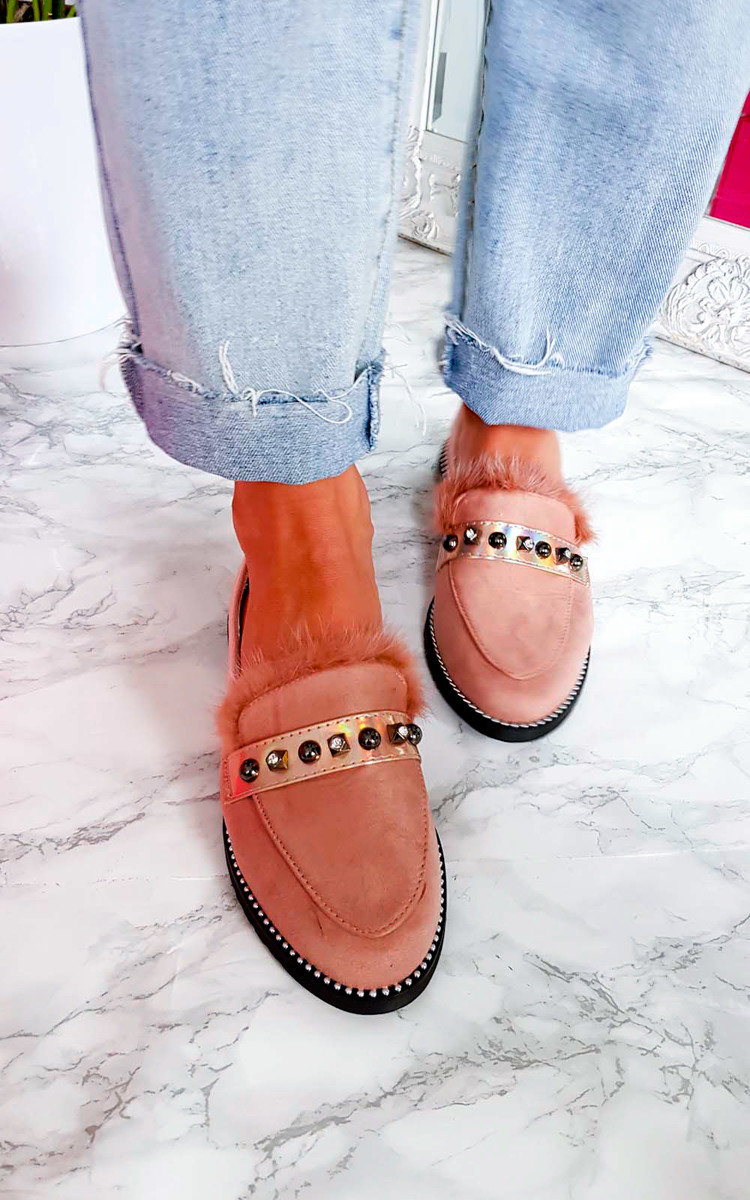 Tandy Faux Suede Fur Trim Brogue Tandy Faux Suede Fur Trim Brogue