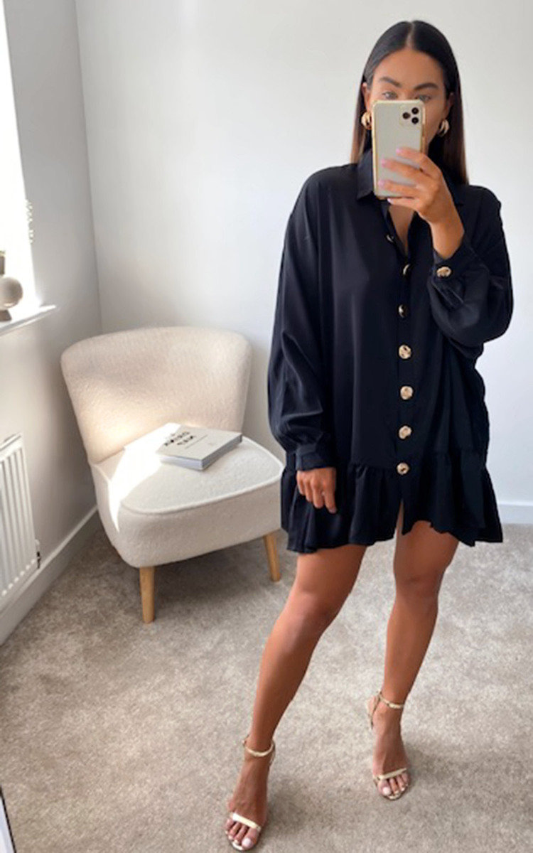 Tanya Oversized Frill Shirt Dress Thumbnail