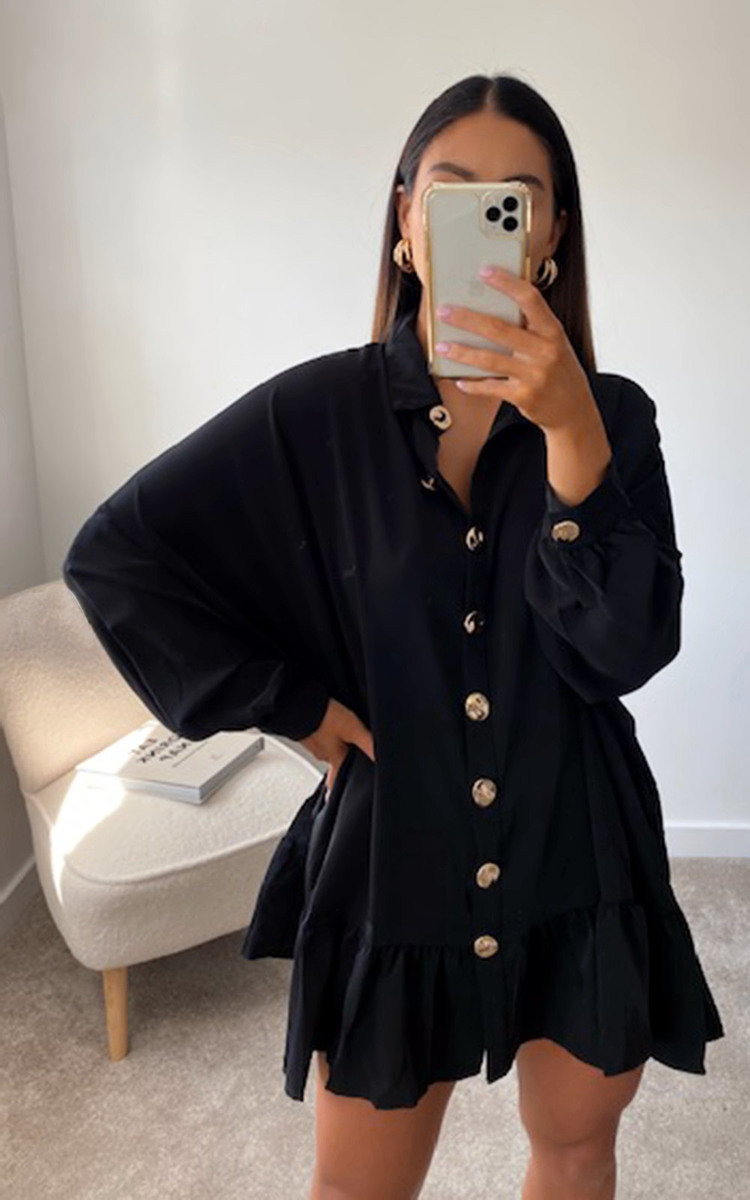 Tanya Oversized Frill Shirt Dress Thumbnail