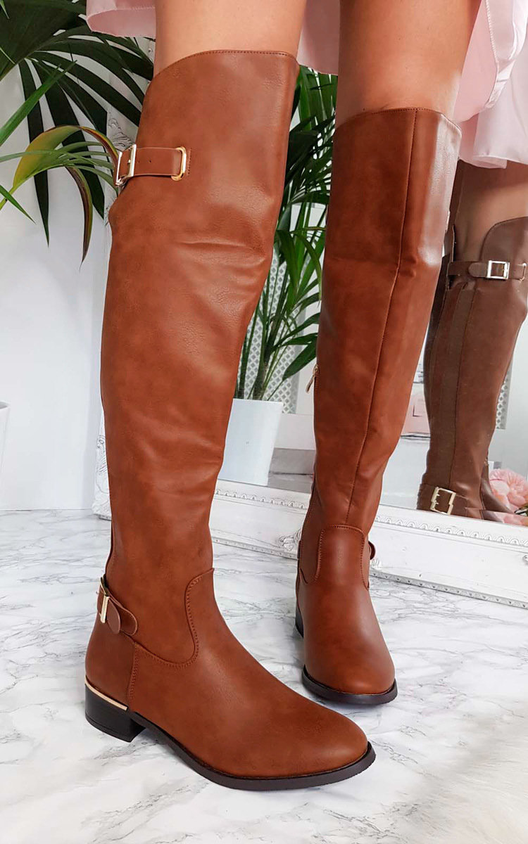 Tasha Buckle Knee High Boots Thumbnail