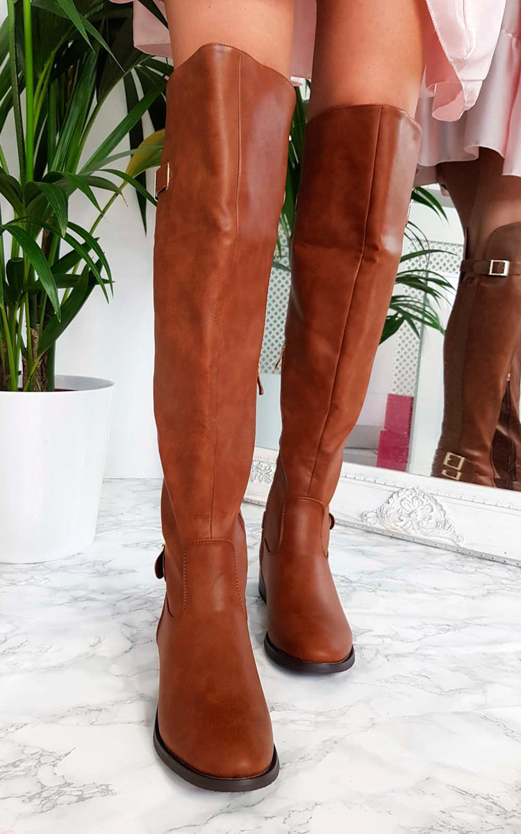 Tasha Buckle Knee High Boots Thumbnail