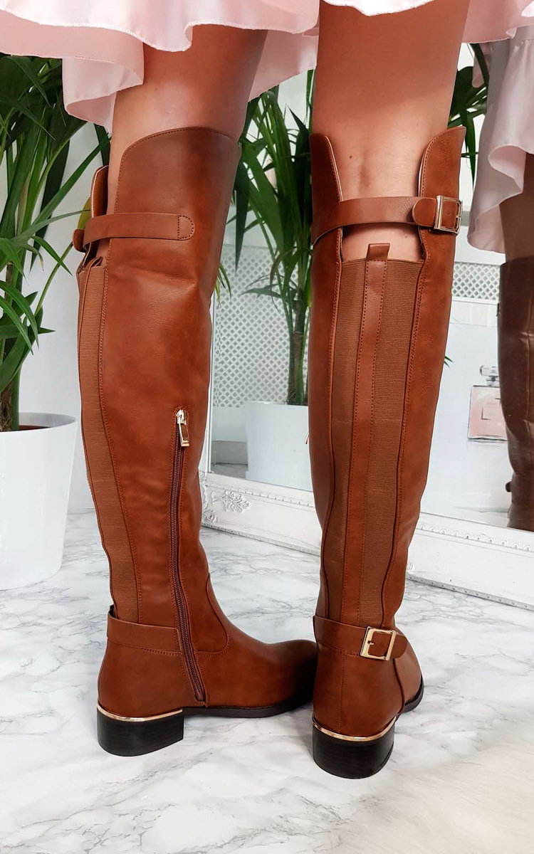 Tasha Buckle Knee High Boots Thumbnail