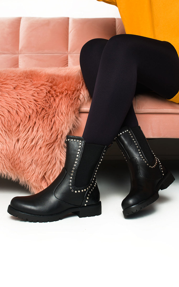 tay block heel knee high boot