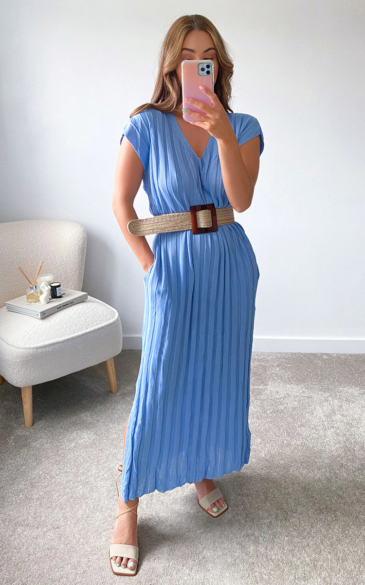Teddie V Neck Midi Dress Thumbnail Teddie V Neck Midi Dress Thumbnail