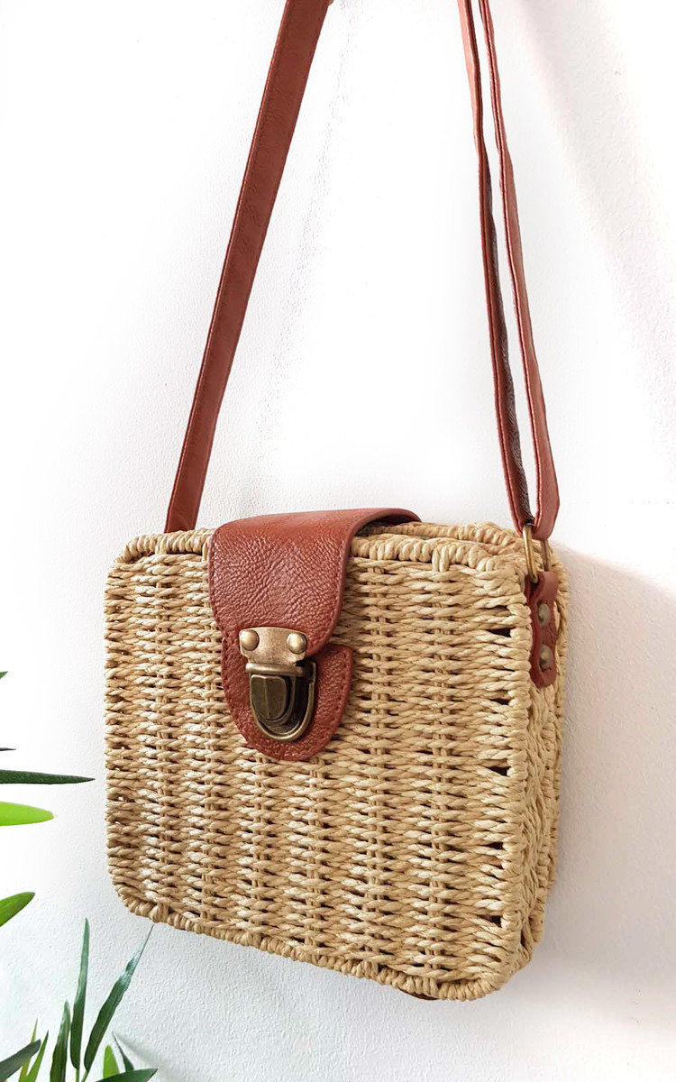 Teo Straw Box Handbag Thumbnail Teo Straw Box Handbag Thumbnail