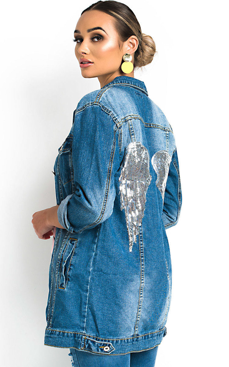 Terri Embellished Long-lined Denim Jacket Thumbnail Terri Embellished Long-lined Denim Jacket Thumbnail