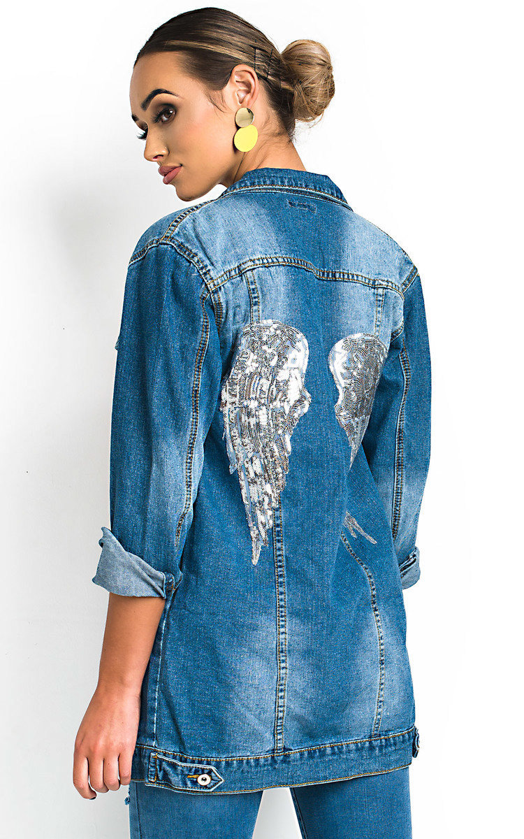 Terri Embellished Long-lined Denim Jacket Thumbnail Terri Embellished Long-lined Denim Jacket Thumbnail