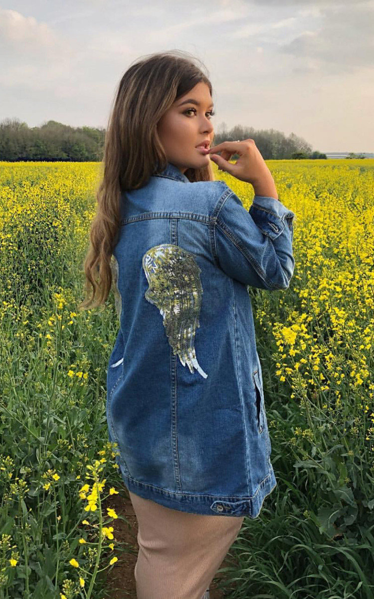 Terri Embellished Long-lined Denim Jacket Terri Embellished Long-lined Denim Jacket