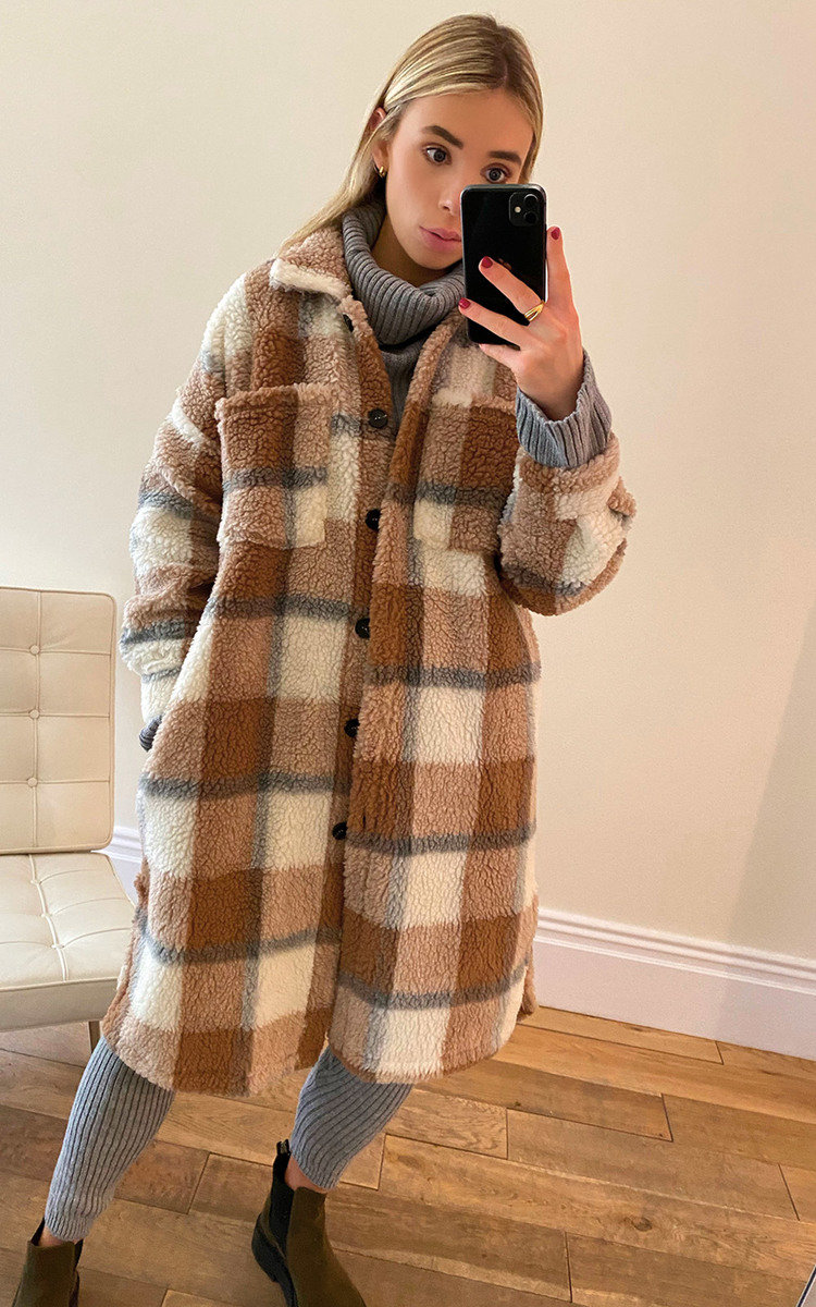 Tess Longline Check Teddy Coat Thumbnail Tess Longline Check Teddy Coat Thumbnail