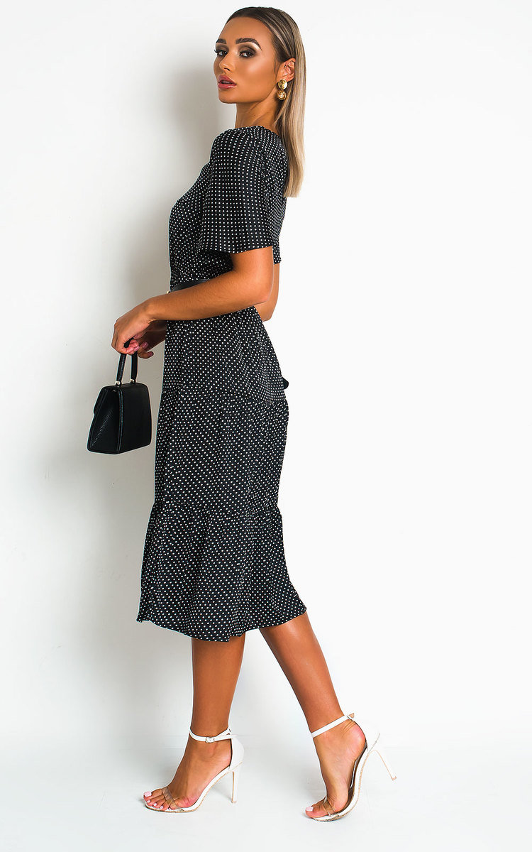 Tess Polka Dot Tiered Midi Dress  Thumbnail