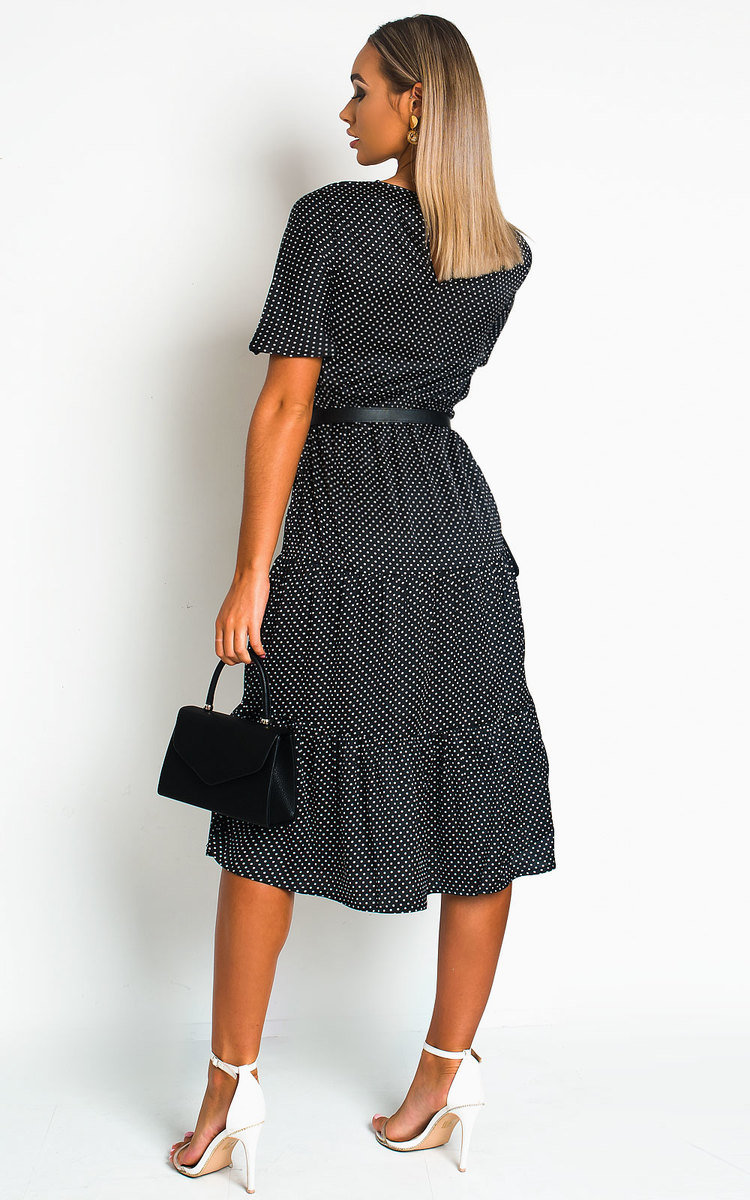 Tess Polka Dot Tiered Midi Dress  Thumbnail