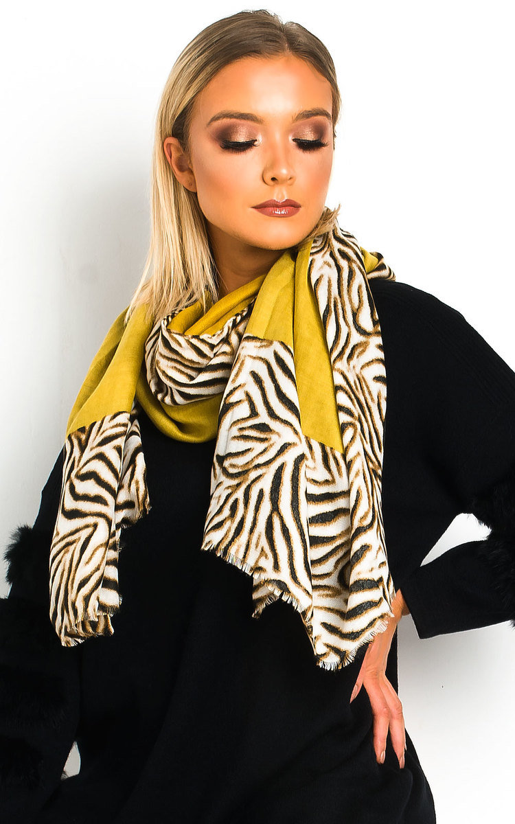 Tess Zebra Print Two Tone Scarf Tess Zebra Print Two Tone Scarf