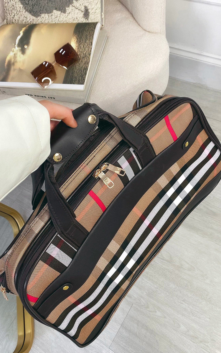 Thea Checked Print Travel Large Trolley Bag Thumbnail Thea Checked Print Travel Large Trolley Bag Thumbnail