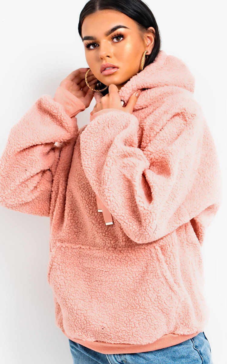 Tillie Teddy Hooded Jumper in Pink ikrush