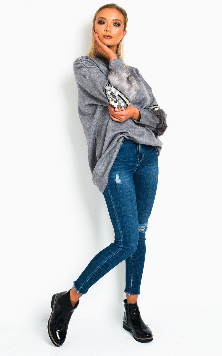 Tina Faux Fur Sequin Emebllished Jumper Thumbnail Tina Faux Fur Sequin Emebllished Jumper Thumbnail