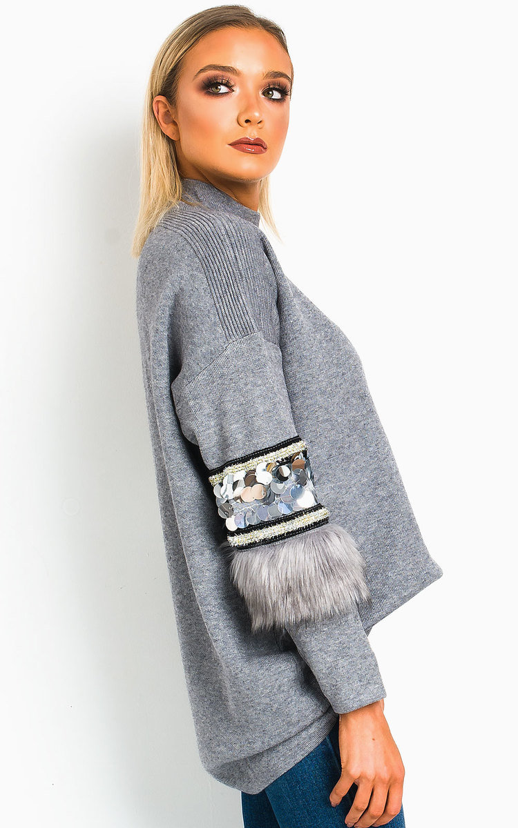 Tina Faux Fur Sequin Emebllished Jumper Thumbnail Tina Faux Fur Sequin Emebllished Jumper Thumbnail