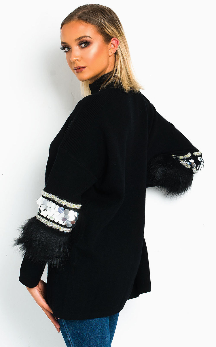 Tina Faux Fur Sequin Emebllished Jumper Thumbnail Tina Faux Fur Sequin Emebllished Jumper Thumbnail
