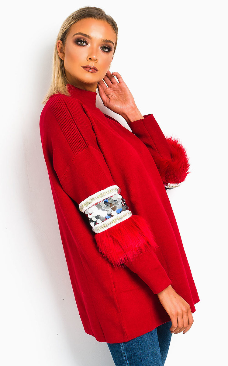 Tina Faux Fur Sequin Emebllished Jumper Thumbnail Tina Faux Fur Sequin Emebllished Jumper Thumbnail