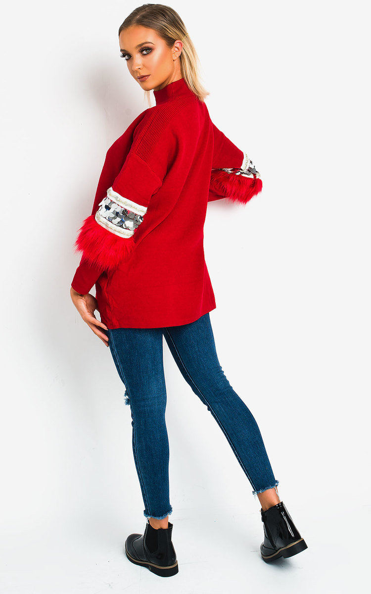 Tina Faux Fur Sequin Emebllished Jumper Thumbnail Tina Faux Fur Sequin Emebllished Jumper Thumbnail
